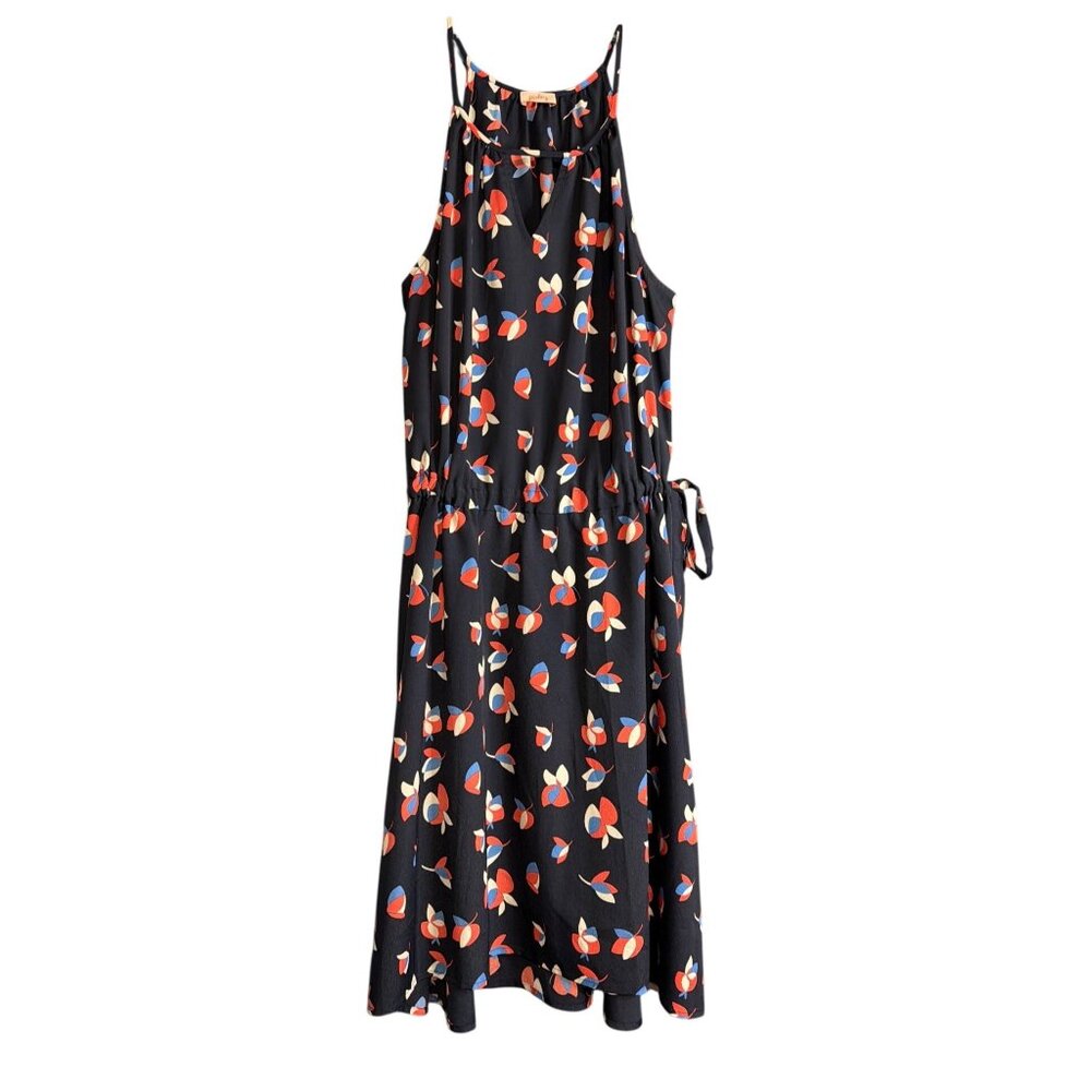 Navy Blue Floral Print Sleeveless Dress